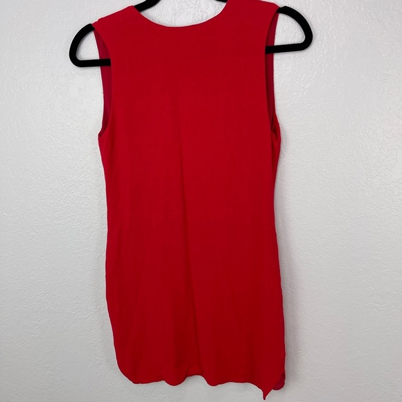 Backstage Lisa Plunge V Neck Double Pocket Mini Dress in Red - Picture 8 of 8